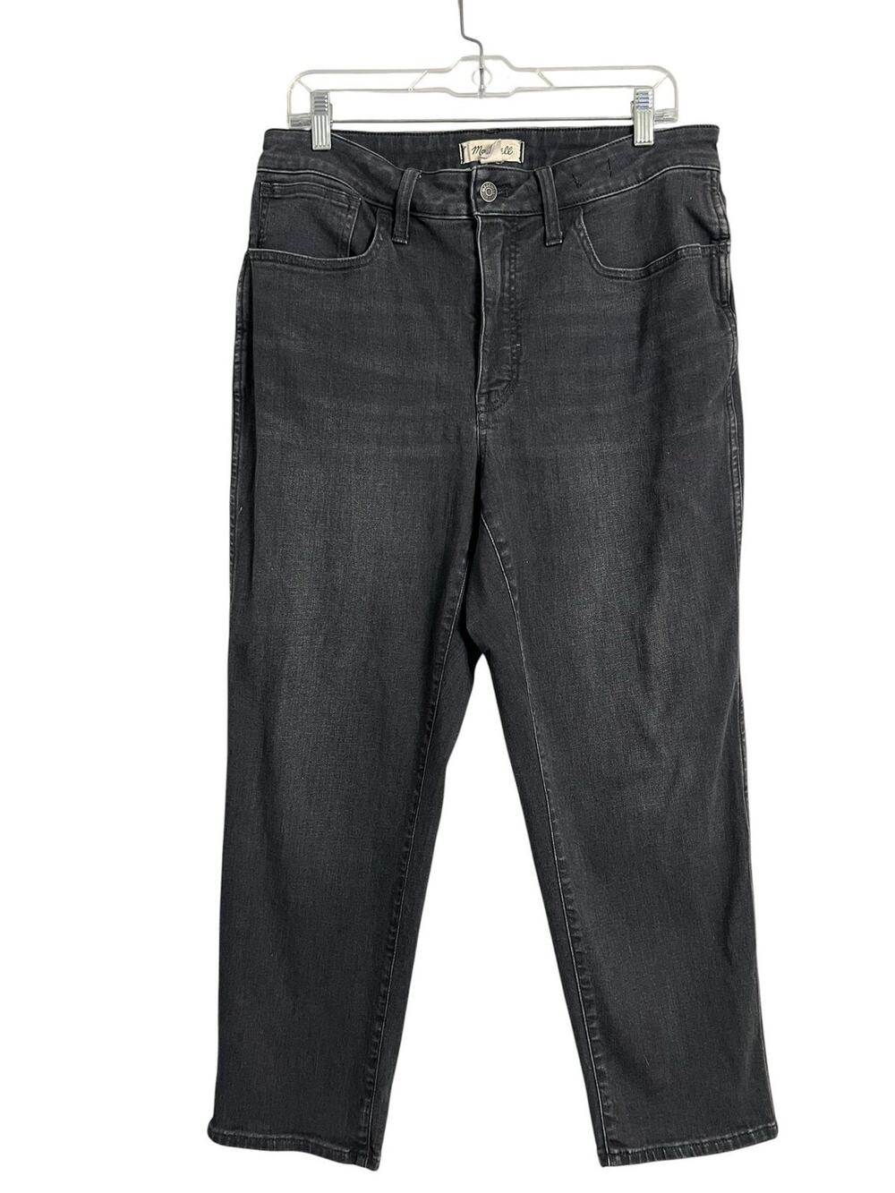Madewell Curvy High Rise Slim Straight Jeans Womens 14W Charcoal Stretch Denim